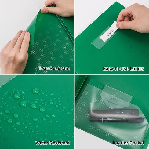 ViVin Plastic Folders with Pockets, 6 Pack Sturdy 3 Prong Folders with Labels and Interior Pocket, 2 Pocket Poly Folders, Letter Size, Portfolio for School, Office, and Home (Black) in Kuwait