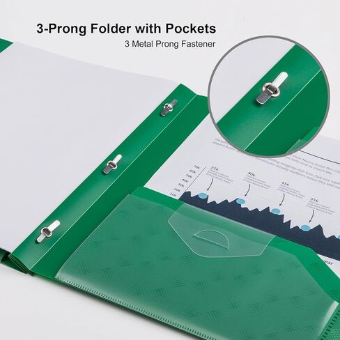 ViVin Plastic Folders with Pockets, 6 Pack Sturdy 3 Prong Folders with Labels and Interior Pocket, 2 Pocket Poly Folders, Letter Size, Portfolio for School, Office, and Home (Black) in Kuwait