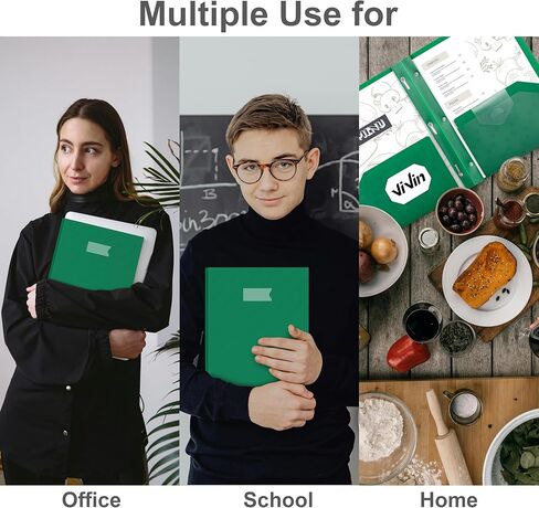 ViVin Plastic Folders with Pockets, 6 Pack Sturdy 3 Prong Folders with Labels and Interior Pocket, 2 Pocket Poly Folders, Letter Size, Portfolio for School, Office, and Home (Black) in Kuwait