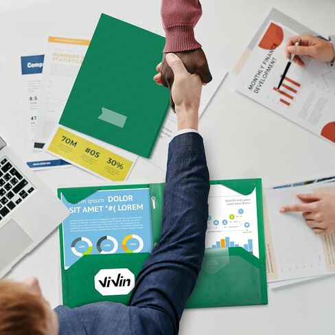 ViVin Plastic Folders with Pockets, 6 Pack Sturdy 3 Prong Folders with Labels and Interior Pocket, 2 Pocket Poly Folders, Letter Size, Portfolio for School, Office, and Home (Black) in Kuwait