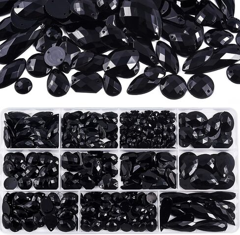 Blinginbox Sew On Rhinestones Flatback Mixed Shape Acrylic Sewing Crystal Rhinestones Gems for Crafts DIY Clothes.（Crystal AB） in Kuwait