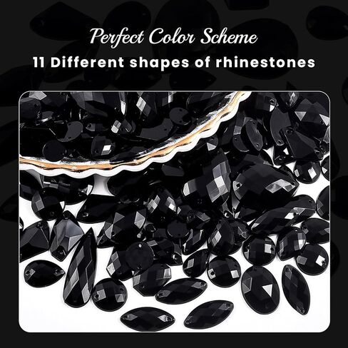 Blinginbox Sew On Rhinestones Flatback Mixed Shape Acrylic Sewing Crystal Rhinestones Gems for Crafts DIY Clothes.（Crystal AB） in Kuwait