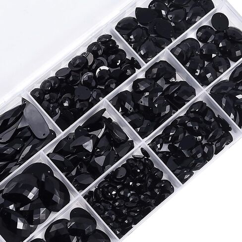 Blinginbox Sew On Rhinestones Flatback Mixed Shape Acrylic Sewing Crystal Rhinestones Gems for Crafts DIY Clothes.（Crystal AB） in Kuwait