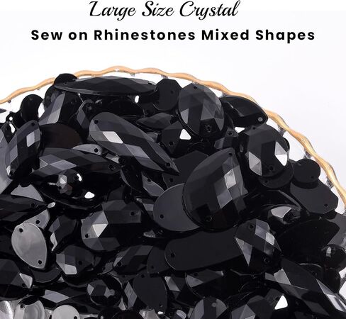 Blinginbox Sew On Rhinestones Flatback Mixed Shape Acrylic Sewing Crystal Rhinestones Gems for Crafts DIY Clothes.（Crystal AB） in Kuwait