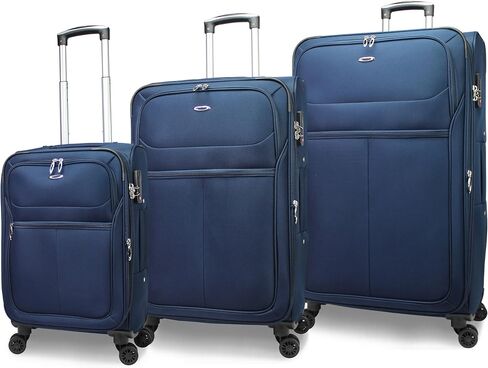 World Traveler Kemyer Softside Lightweight Expandable Spinner Luggage, Navy, 3-Piece Set(20in,25in,29in) in Saudi Arabia