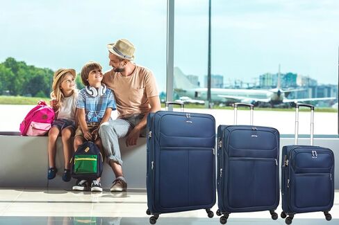 World Traveler Kemyer Softside Lightweight Expandable Spinner Luggage, Navy, 3-Piece Set(20in,25in,29in) in Saudi Arabia