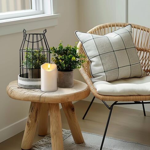 Homemory Rustic Farmhouse Lantern Decor with Flameless Candle & Remote Timer, 2PCS Metal Candle Holder Home Decorations for Fireplace Mantle Kitchen Dining Table Living Room in Kuwait