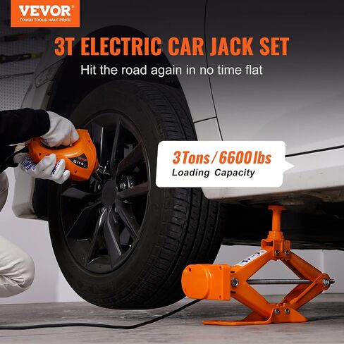 VEVOR Electric Car Jack, 3 Tons /6600 lbs Scissor Jack with Electric Impact Wrench, 12V Car Jack with Double Saddles with Remote Control, Portable Car Jack Lifting for Sedan, SUV, Truck Tire Change in Saudi Arabia