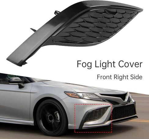 Front Right Side Fog Light Cover Compatible with 2021-2023 Toy-o-ta Camry XSE SE Sedan 4-Door 2.5L 3.5L Passenger Front Bumper Fog Light Covers Bezel Replace 81482-06200 81481-06240 TO1038243, Black in Saudi Arabia