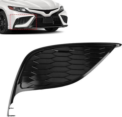 Front Right Side Fog Light Cover Compatible with 2021-2023 Toy-o-ta Camry XSE SE Sedan 4-Door 2.5L 3.5L Passenger Front Bumper Fog Light Covers Bezel Replace 81482-06200 81481-06240 TO1038243, Black in Saudi Arabia