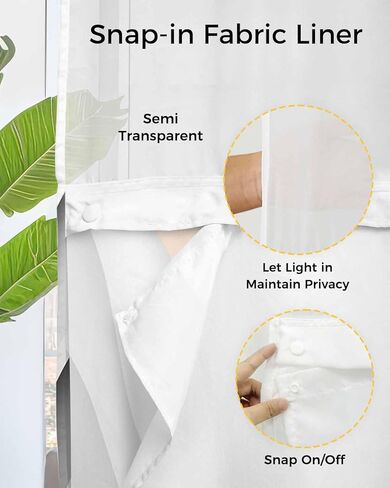 No Hook Abstract Ombre Shower Curtain with Snap in Liner, Orange White Gray Striped Shower Curtain for Bathroom Waterproof Modern Art Bath Curtain with See Through Mesh Top Window, 72" x 72" in Kuwait