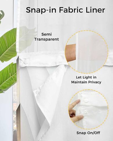 No Hook Abstract Ombre Shower Curtain with Snap in Liner, Orange White Gray Striped Shower Curtain for Bathroom Waterproof Modern Art Bath Curtain with See Through Mesh Top Window, 72" x 72" in Saudi Arabia