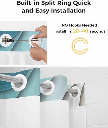 No Hook Abstract Ombre Shower Curtain with Snap in Liner, Orange White Gray Striped Shower Curtain for Bathroom Waterproof Modern Art Bath Curtain with See Through Mesh Top Window, 72" x 72" in Saudi Arabia