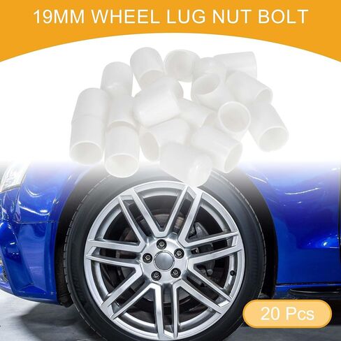 20pcs Cylindrical Shape Wheel Lug Nut Bolt Rims Tire Nut Screws Dust Cap Cover Nut Protection PVC White 19mm in Saudi Arabia