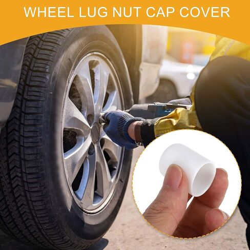 20pcs Cylindrical Shape Wheel Lug Nut Bolt Rims Tire Nut Screws Dust Cap Cover Nut Protection PVC White 19mm in Saudi Arabia
