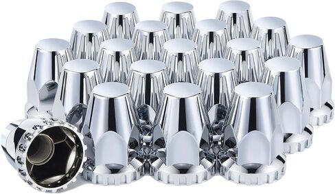 أغطية صواميل العروة مثبتة ببراغي لشبه الشاحنات، 33 مم × 2-7/8 بوصة كروم ABS أغطية مسامير بلاستيكية خيط على طقم أغطية صواميل العروة، 20 حزمة in Kuwait