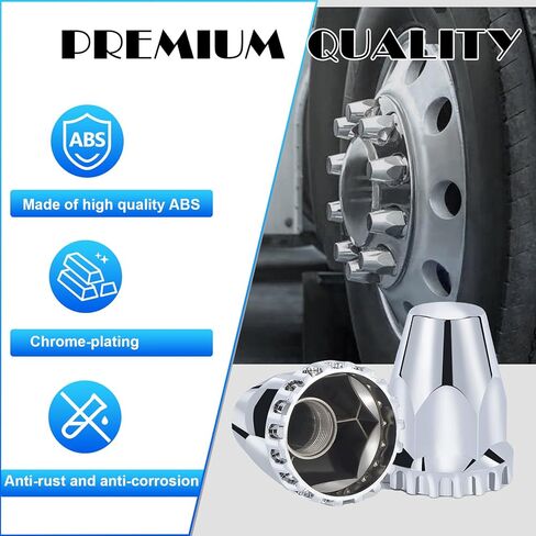 أغطية صواميل العروة مثبتة ببراغي لشبه الشاحنات، 33 مم × 2-7/8 بوصة كروم ABS أغطية مسامير بلاستيكية خيط على طقم أغطية صواميل العروة، 20 حزمة in Kuwait