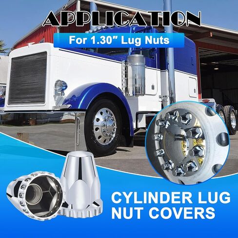 أغطية صواميل العروة مثبتة ببراغي لشبه الشاحنات، 33 مم × 2-7/8 بوصة كروم ABS أغطية مسامير بلاستيكية خيط على طقم أغطية صواميل العروة، 20 حزمة in Kuwait