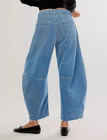 Barrel Jeans Women Casual Baggy Jeans for Women Trendy High Waisted Jeans for Women Straight Wide Leg Boyfriend Jeans in Kuwait