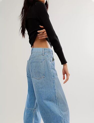 Barrel Jeans Women Casual Baggy Jeans for Women Trendy High Waisted Jeans for Women Straight Wide Leg Boyfriend Jeans in Kuwait