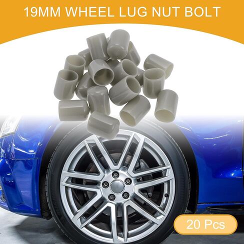 20pcs Cylindrical Shape Wheel Lug Nut Bolt Rims Tire Nut Screws Dust Cap Cover Nut Protection PVC White 19mm in Saudi Arabia