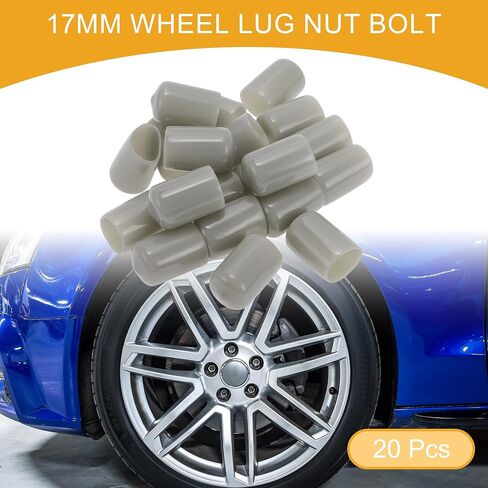 20pcs Cylindrical Shape Wheel Lug Nut Bolt Rims Tire Nut Screws Dust Cap Cover Nut Protection PVC White 19mm in Kuwait