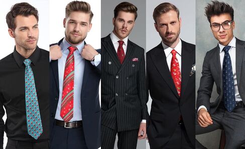 HISDERN Christmas Mens Ties Set 5PCS Holiday Festival Funny Tie and Pocket Square Set Vacation Xmas Gift Box Necktie Set in Saudi Arabia