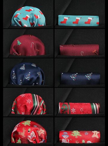 HISDERN Christmas Mens Ties Set 5PCS Holiday Festival Funny Tie and Pocket Square Set Vacation Xmas Gift Box Necktie Set in Saudi Arabia