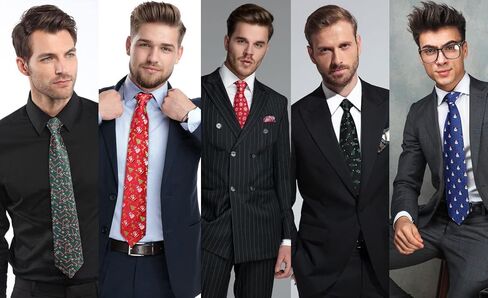 HISDERN Christmas Mens Ties Set 5PCS Holiday Festival Funny Tie and Pocket Square Set Vacation Xmas Gift Box Necktie Set in Kuwait