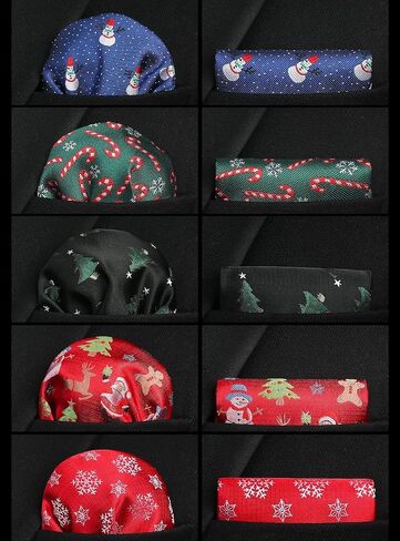 HISDERN Christmas Mens Ties Set 5PCS Holiday Festival Funny Tie and Pocket Square Set Vacation Xmas Gift Box Necktie Set in Kuwait