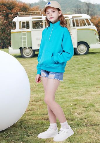WULFUL Girls Casual Half Zipper Sweatshirts Long Sleeve Fashion Pullovers for Teen Girls in Saudi Arabia