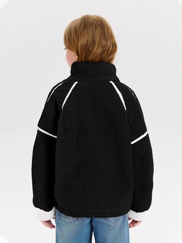 Haloumoning Girls Half Zip Fleece Pullover Kids Oversized Sherpa Sweatshirt with Pockets 5-14 Years in Saudi Arabia