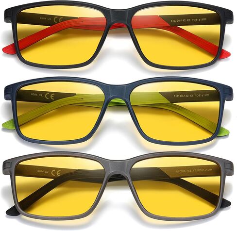 3 Pack Polarized Sunglasses for Men Big Head Double Color Sport UV Protection for Fishing Night Vision Driving in Saudi Arabia