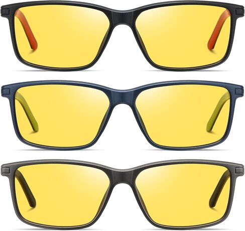 3 Pack Polarized Sunglasses for Men Big Head Double Color Sport UV Protection for Fishing Night Vision Driving in Saudi Arabia