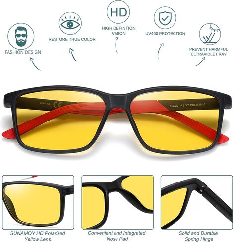 3 Pack Polarized Sunglasses for Men Big Head Double Color Sport UV Protection for Fishing Night Vision Driving in Saudi Arabia