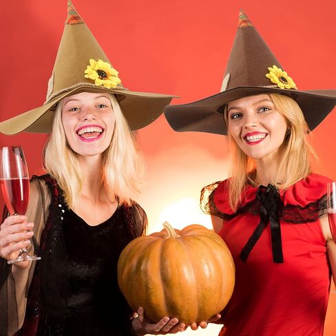 3 Pack Halloween Scarecrow Hat Sunflower Felt Scarecrow Witch Hats for Halloween Cosplay Scarecrow Theme Party Costume Accessory, 3 Colors in Kuwait