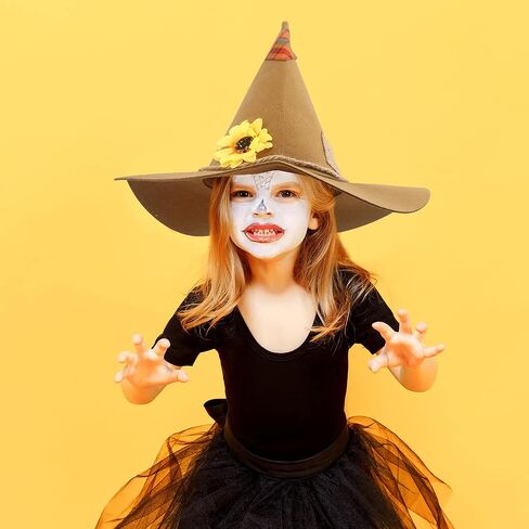 3 Pack Halloween Scarecrow Hat Sunflower Felt Scarecrow Witch Hats for Halloween Cosplay Scarecrow Theme Party Costume Accessory, 3 Colors in Kuwait