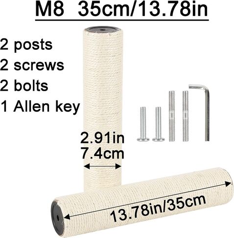 7.4cm 2.91in Diameter Cat Tree Scratching Post Replacement Sisal Pole Parts for Cat Tower (M8, 19.69in/50cm) in Kuwait