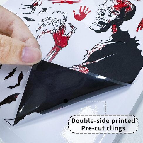 204 قطعة من ملصقات نافذة جمجمة الهالوين قابلة للإزالة على الوجهين، شارات لاصقة ثابتة لأجواء الهالوين المسكونة وديكورات حفلات الهالوين in Kuwait