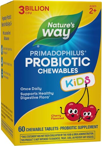 Nature's Way Primadophilus Probiotic Kids - Once Daily Probiotic - 3 Billion CFU - Children's Probiotic for Digestive Flora Support* - Cherry Flavored - 60 Chewables in Saudi Arabia
