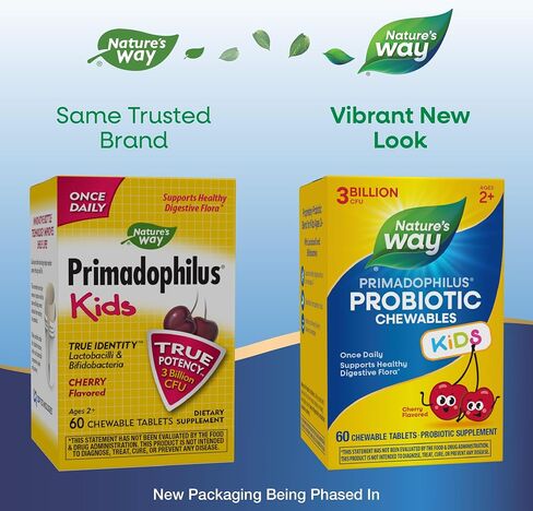 Nature's Way Primadophilus Probiotic Kids - Once Daily Probiotic - 3 Billion CFU - Children's Probiotic for Digestive Flora Support* - Cherry Flavored - 60 Chewables in Saudi Arabia