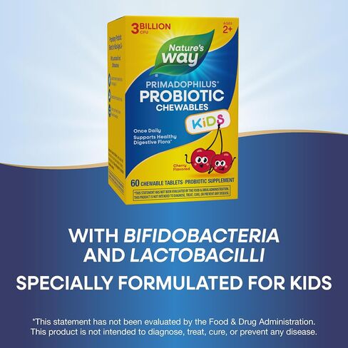 Nature's Way Primadophilus Probiotic Kids - Once Daily Probiotic - 3 Billion CFU - Children's Probiotic for Digestive Flora Support* - Cherry Flavored - 60 Chewables in Saudi Arabia