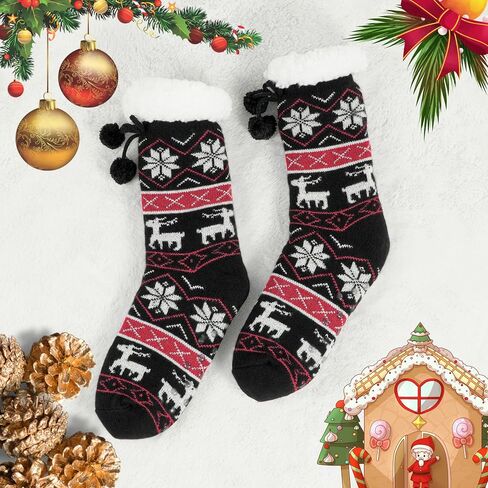 BenSorts Women Non Slip Winter Thick Slipper Socks with Grippers Warm Fuzzy Socks Christmas Gifts in Saudi Arabia