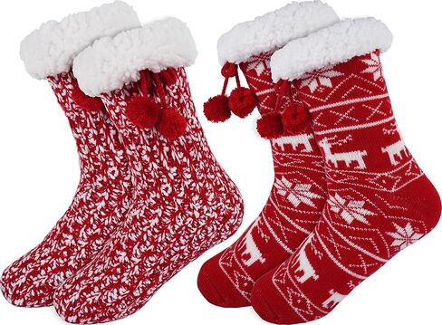 BenSorts Women Non Slip Winter Thick Slipper Socks with Grippers Warm Fuzzy Socks Christmas Gifts in Saudi Arabia