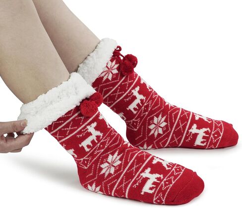 BenSorts Women Non Slip Winter Thick Slipper Socks with Grippers Warm Fuzzy Socks Christmas Gifts in Saudi Arabia