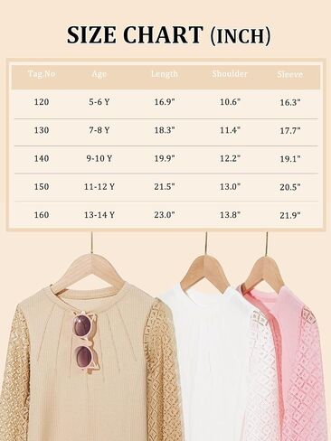 Haloumoning Girl's Waffle Knit Tops Lace Long Sleeve Blouses Crewneck Dress Casual Shirts for 5-14 Years in Saudi Arabia