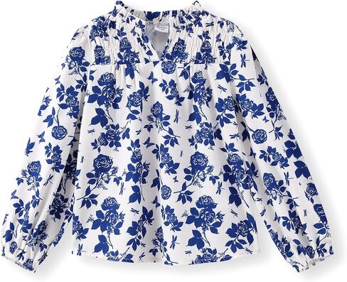 PATPAT Floral Blouses Shirts for Girls： Long Sleeve Chiffon Casual - Preppy Clothes for Tween Girl Fashion 6-12 Years in Saudi Arabia