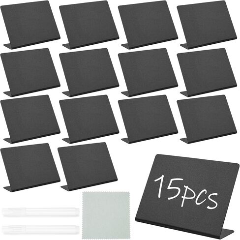 10 Pcs PVC Mini Chalkboard Signs, 3"x3.9" Tabletop Chalkboard Signs, for Food Display, Party, Buffet, Table Name Tags, Wedding, Place Cards, Include 2 Liquid Chalk Markers in Saudi Arabia