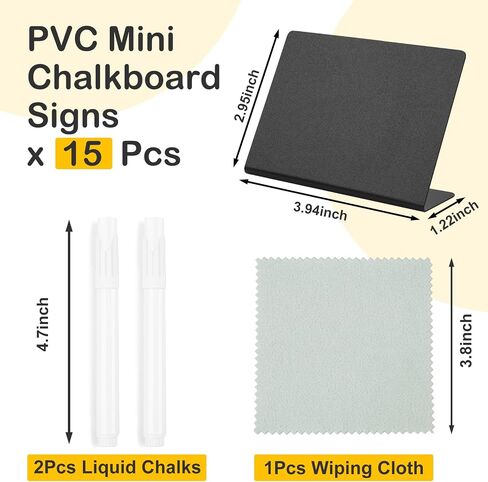 10 Pcs PVC Mini Chalkboard Signs, 3"x3.9" Tabletop Chalkboard Signs, for Food Display, Party, Buffet, Table Name Tags, Wedding, Place Cards, Include 2 Liquid Chalk Markers in Saudi Arabia