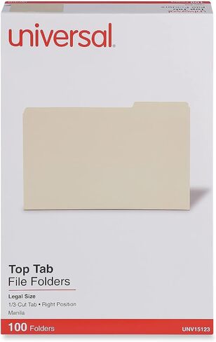Universal UNV15123 1/3-Cut Top Tabs Right Position 11 Point File Folders - Legal Size, Manila (100-Piece/Box) in Saudi Arabia